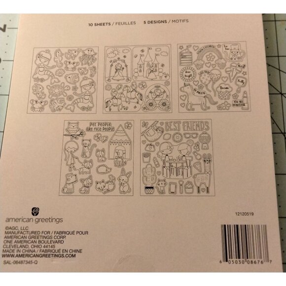 174 Coloring Stickers Party Favor 5 Designs Unicorn Princess Best Friends - Picture 3 of 10